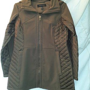 NWOT JONES NEW YORK WOMEN'S SIZE S/P BROWN ZIP FRONT HOODED JACKET